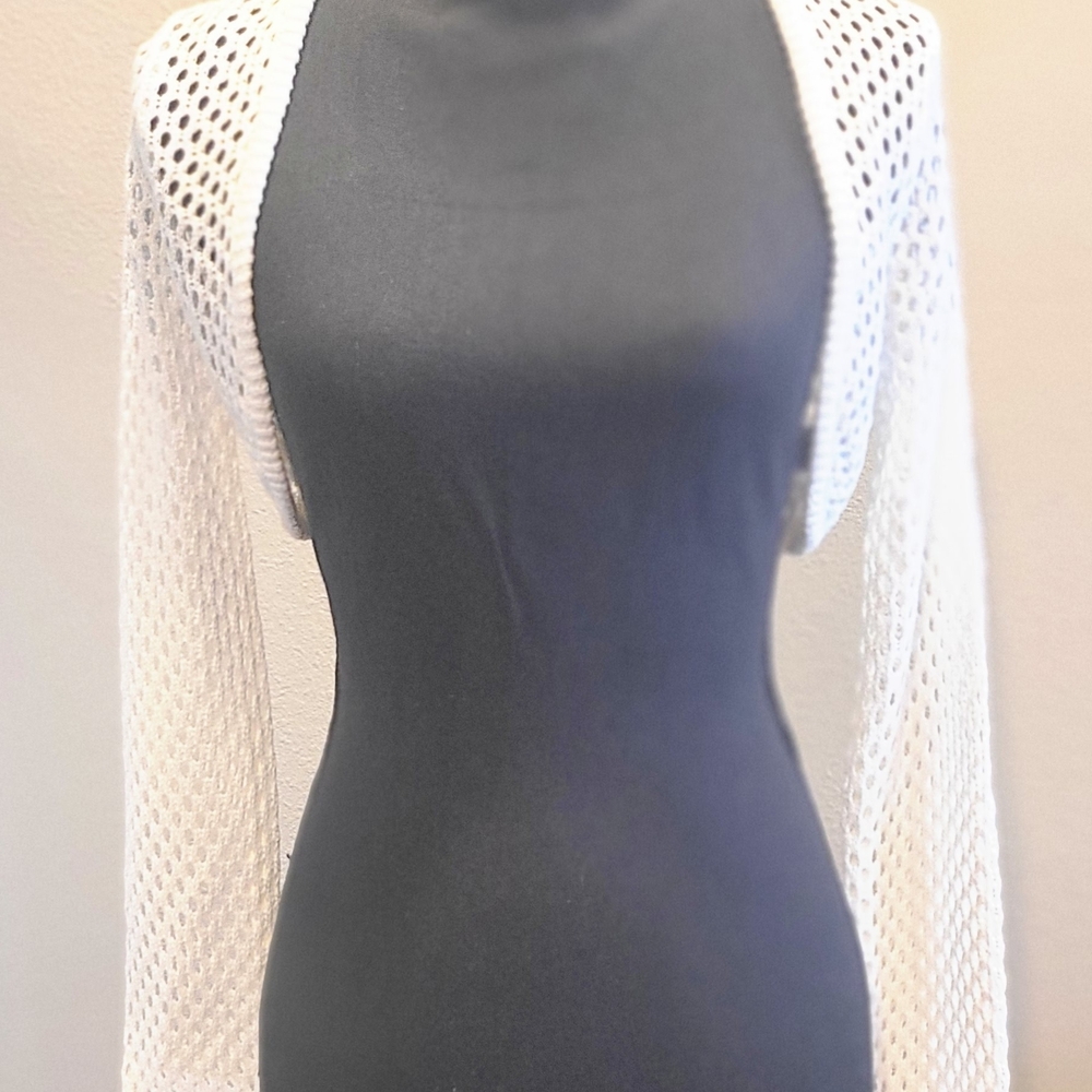 Forever 21 White Open-Knit Cropped Shrug